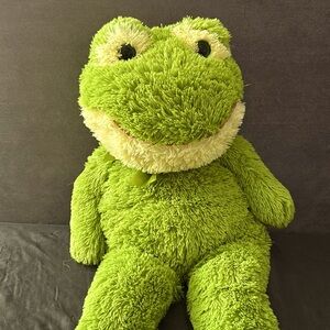 Green frog stuffed animal.